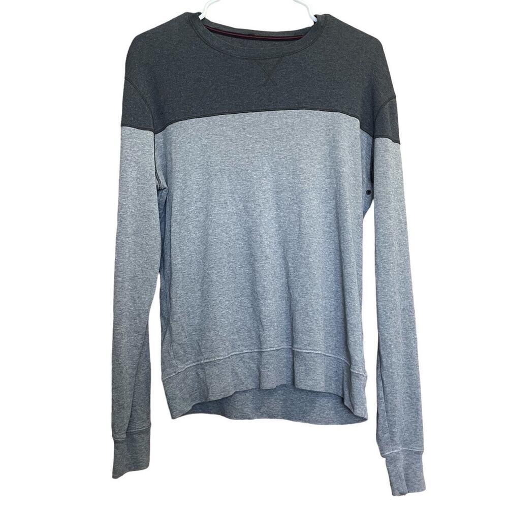 Victorinox Men's Grey Color Block‎ Long Sleeve T-Shirt Sz M Cotton Knit Pullover
